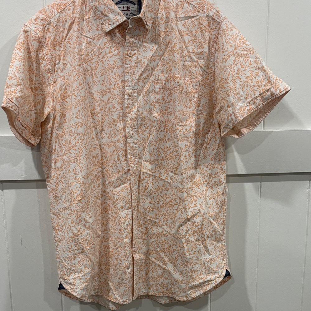 Men's Orange Patterned Short Sleeve Shirt